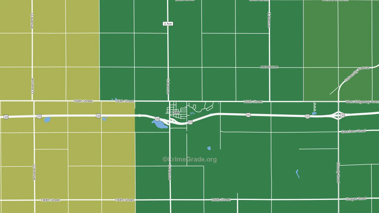 Dike, IA Map of Drug-Related Crime Rates