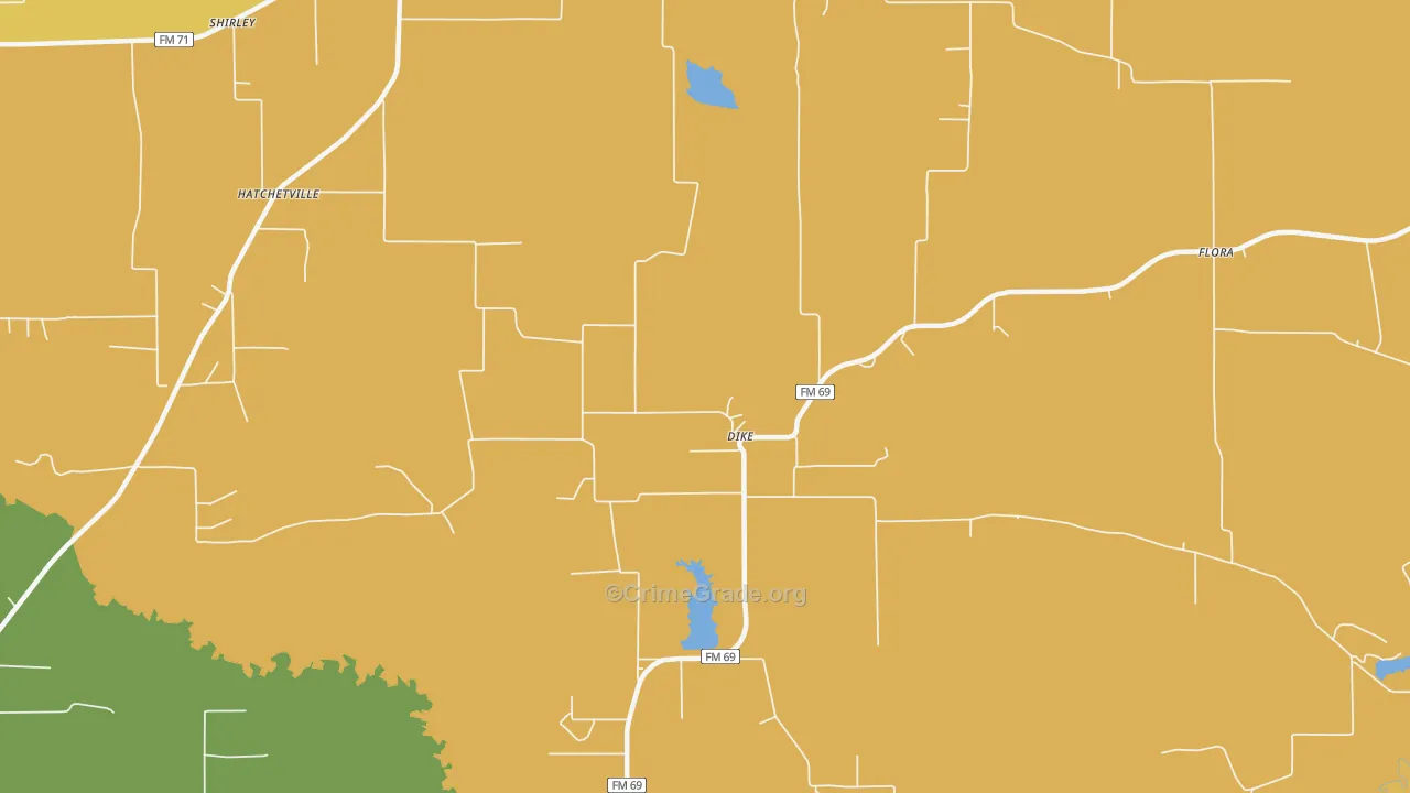 Dike, TX Map of Drug-Related Crime Rates