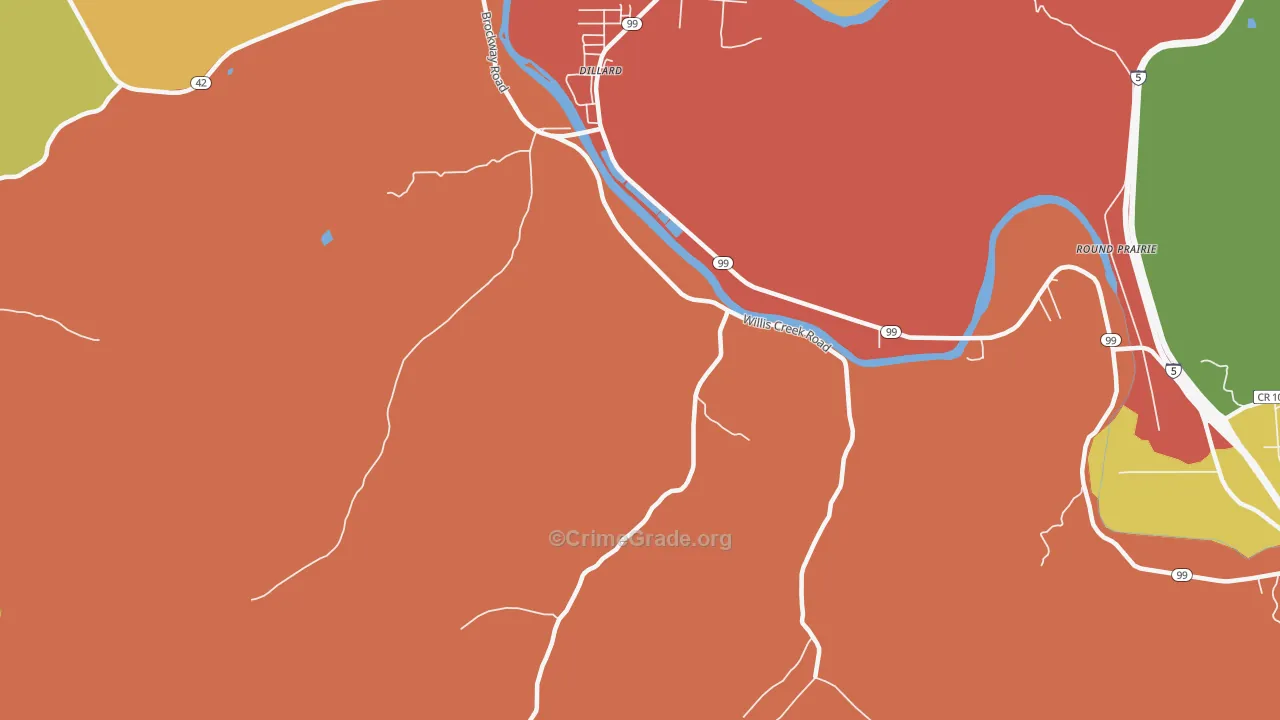 Dillard, OR Map of Drug-Related Crime Rates