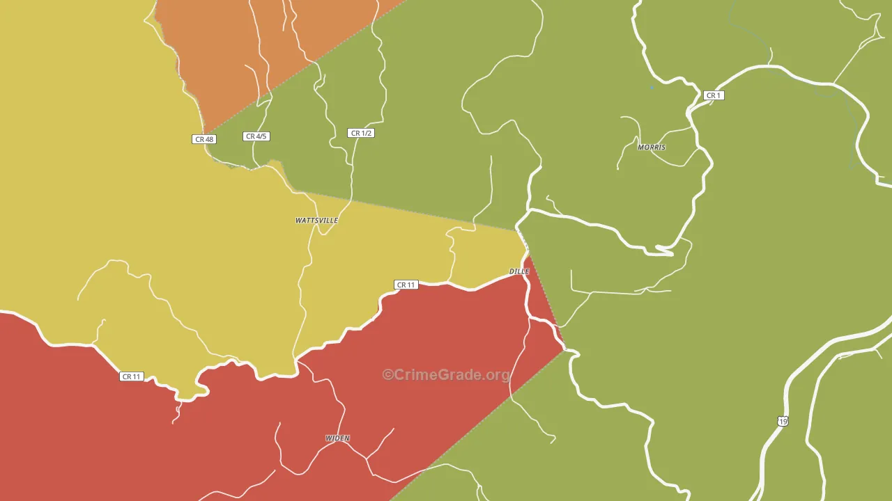 Dille, WV Map of Drug-Related Crime Rates