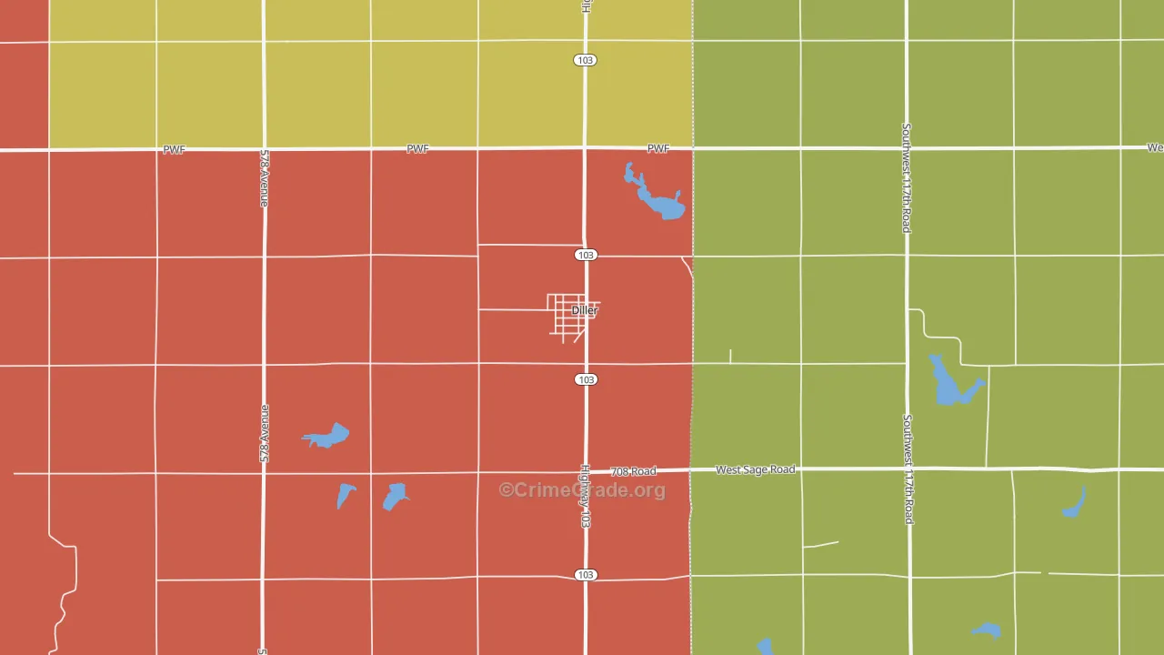 Diller, NE Map of Drug-Related Crime Rates