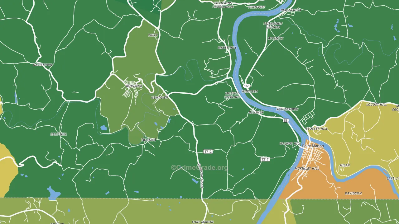 Dilliner, PA Map of Drug-Related Crime Rates