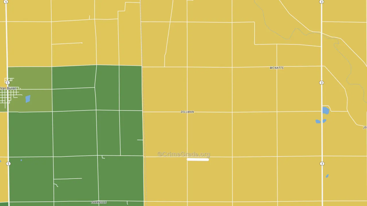 Dillman, IN Map of Drug-Related Crime Rates