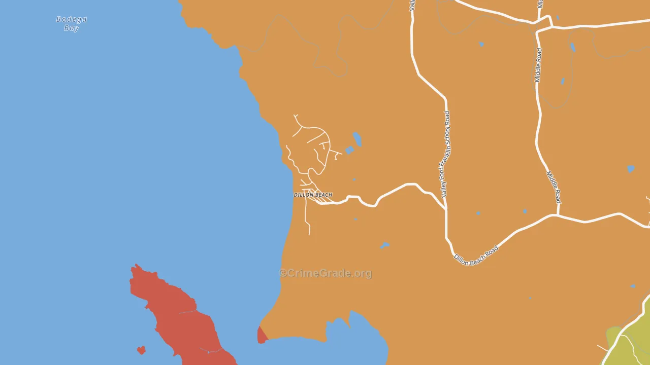Dillon Beach, CA Map of Drug-Related Crime Rates
