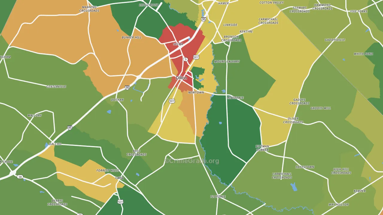 Dillon County, SC Map of Drug-Related Crime Rates