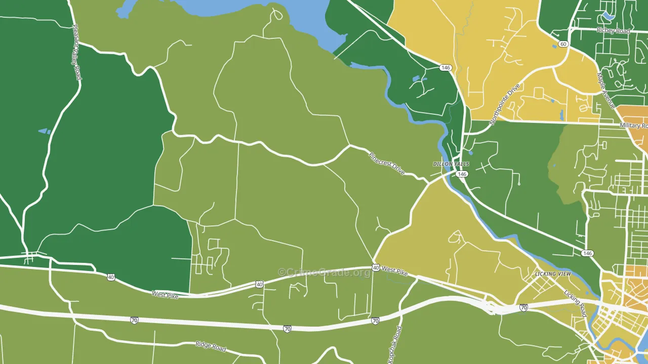Dillon Falls, OH Map of Drug-Related Crime Rates