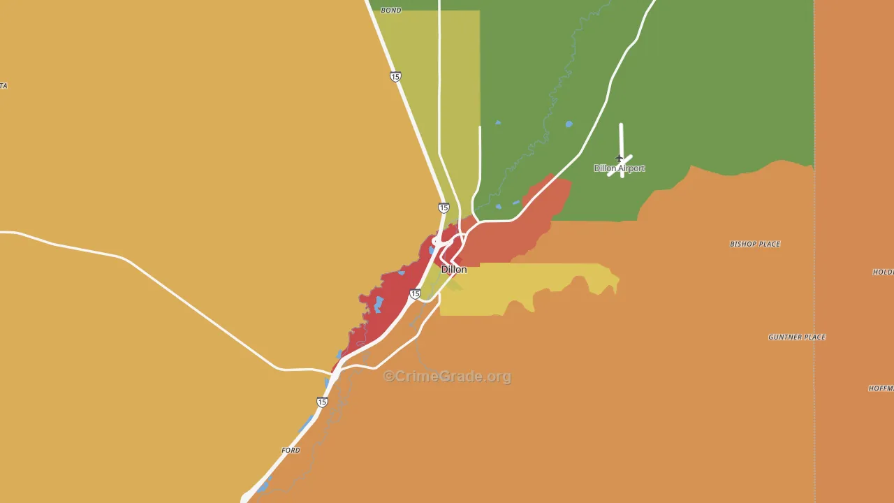 Dillon, MT Map of Drug-Related Crime Rates
