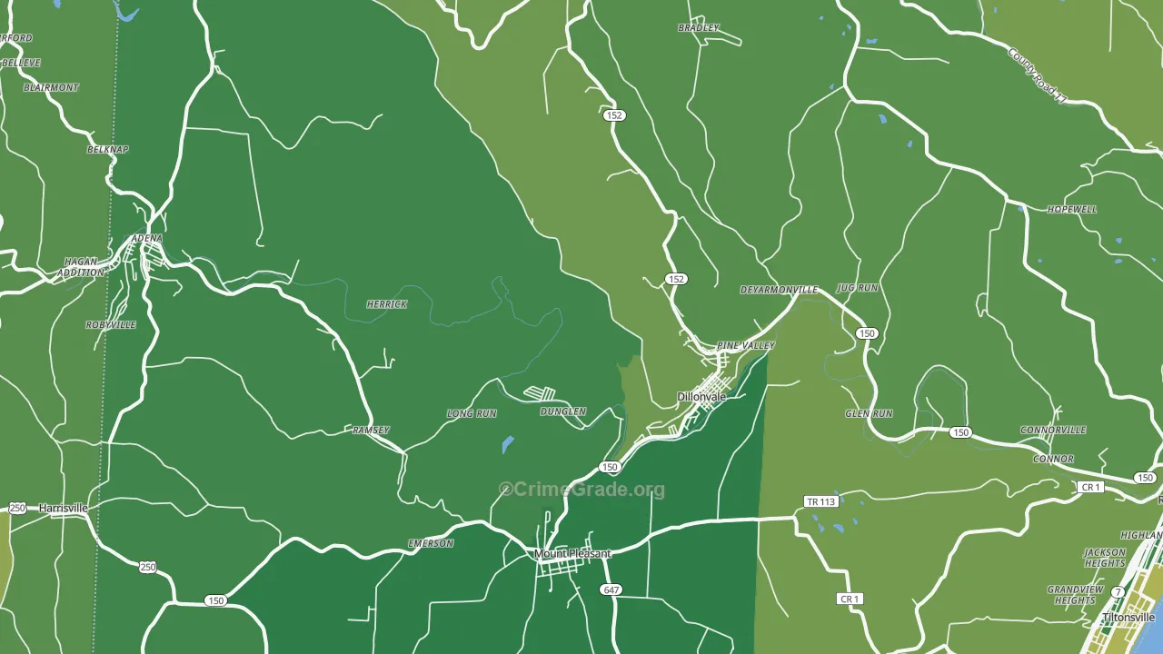 Dillonvale, OH Map of Drug-Related Crime Rates
