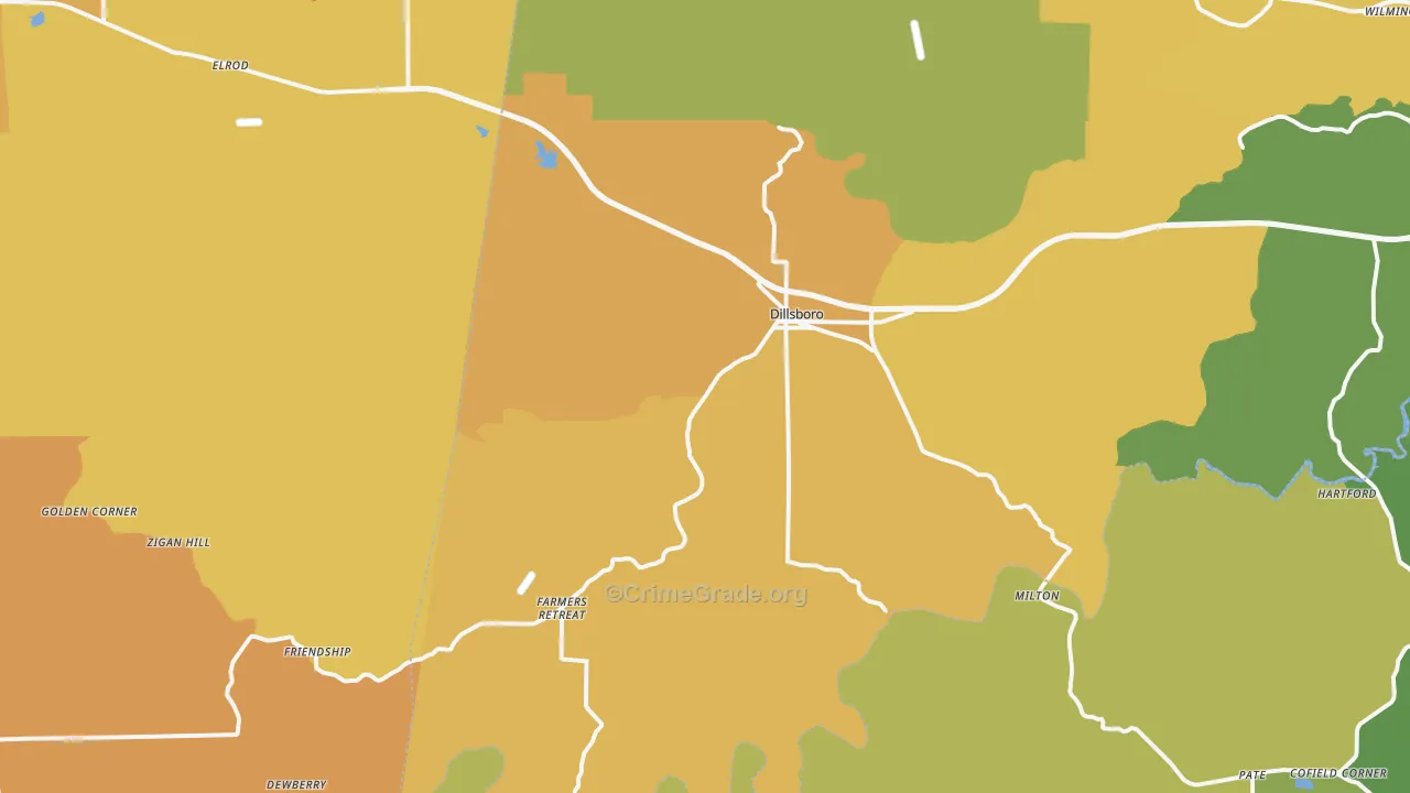 Dillsboro, IN Map of Drug-Related Crime Rates
