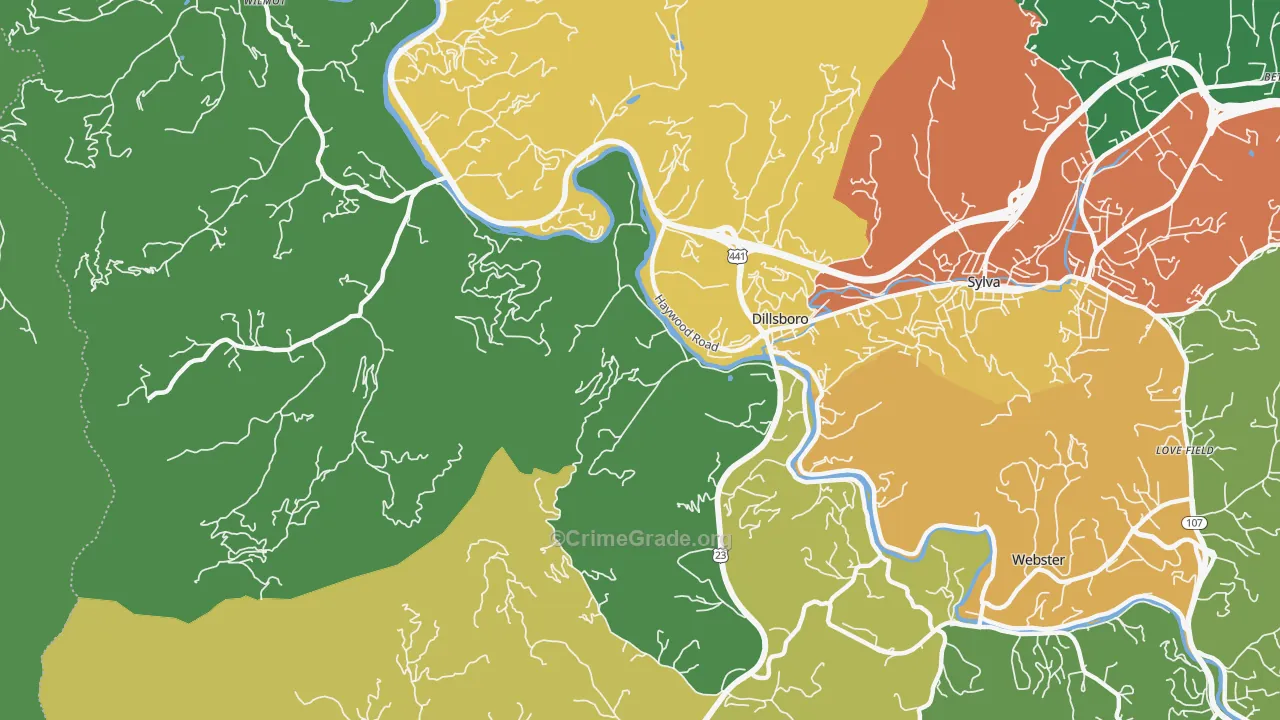 Dillsboro, NC Map of Drug-Related Crime Rates