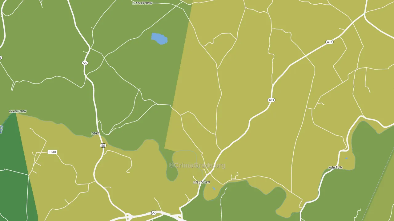 Dilltown, PA Map of Drug-Related Crime Rates