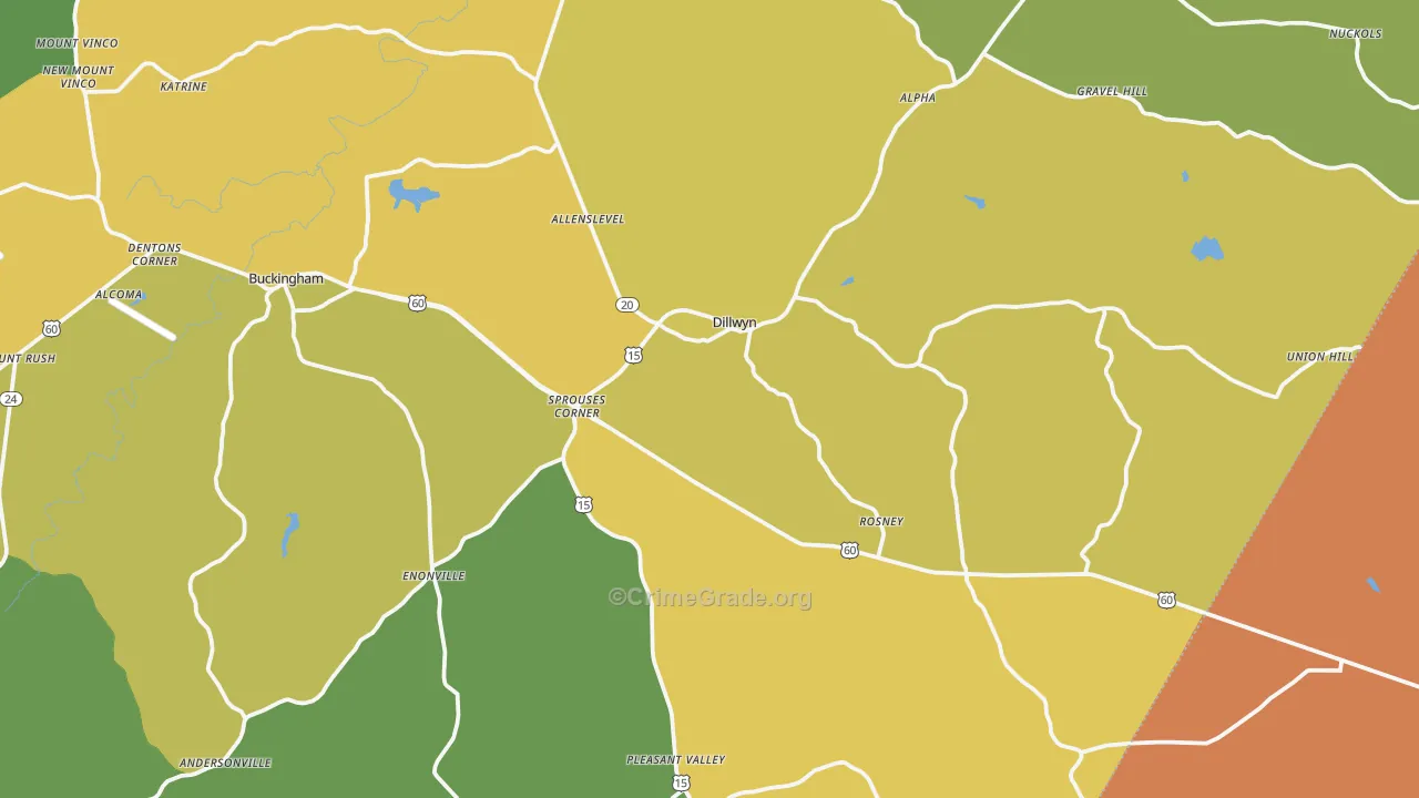 Dillwyn, VA Map of Drug-Related Crime Rates