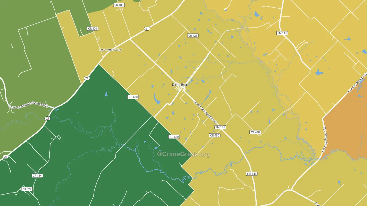 Dime Box, TX Map of Drug-Related Crime Rates