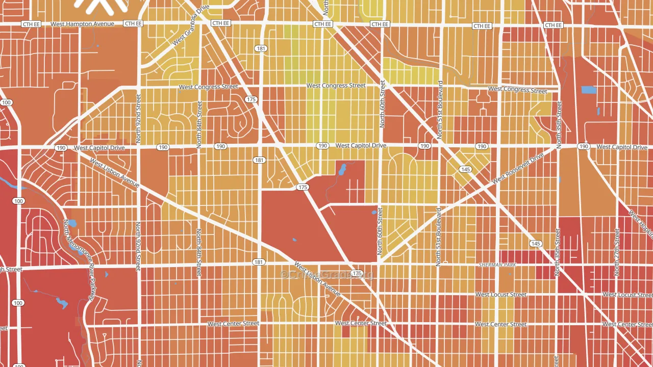 Dineen Park, Milwaukee, WI Map of Drug-Related Crime Rates