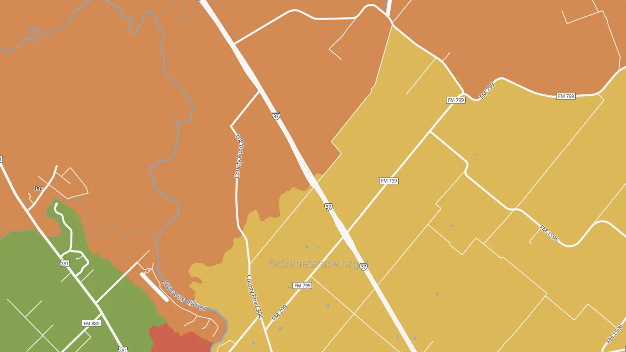 Dinero, TX Map of Drug-Related Crime Rates