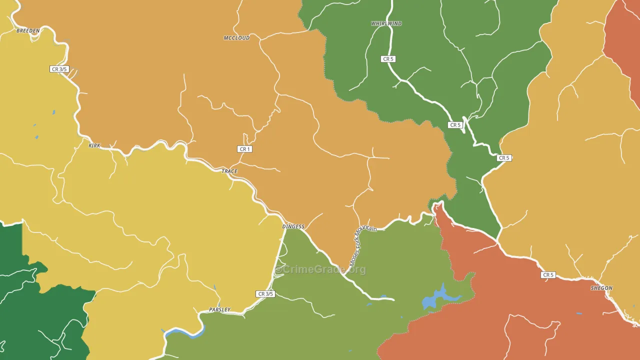 Dingess, WV Map of Drug-Related Crime Rates