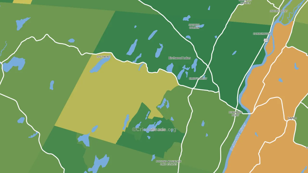 Dingmans Ferry, PA Map of Drug-Related Crime Rates