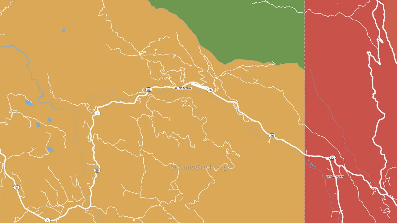 Dinsmore, CA Map of Drug-Related Crime Rates