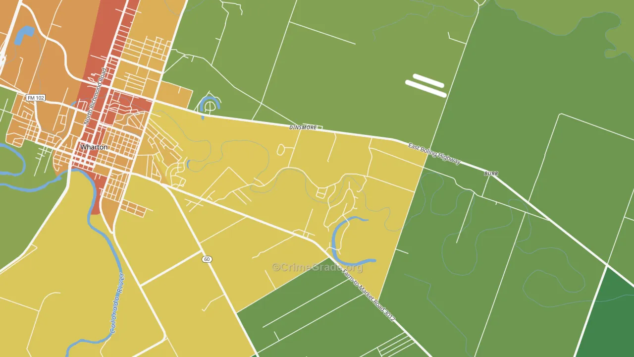 Dinsmore, TX Map of Drug-Related Crime Rates
