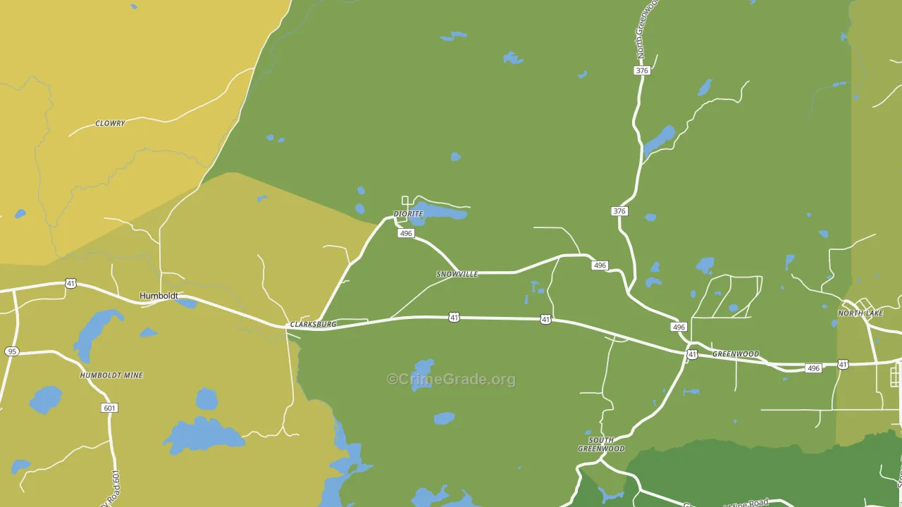 Diorite, MI Map of Drug-Related Crime Rates