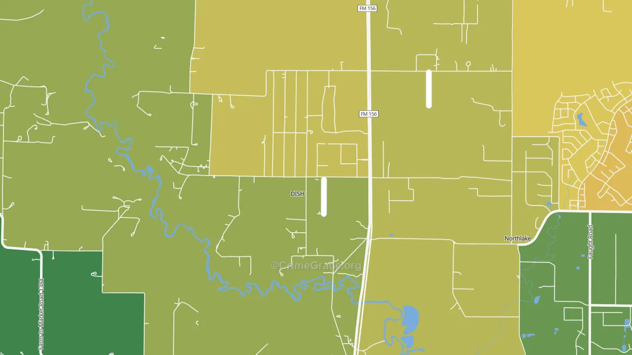 DISH, TX Map of Drug-Related Crime Rates