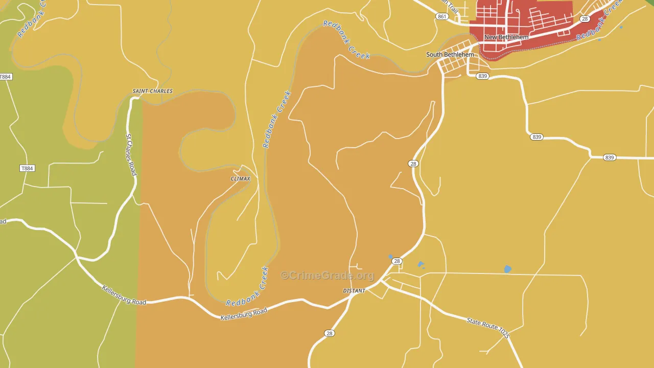 Distant, PA Map of Drug-Related Crime Rates