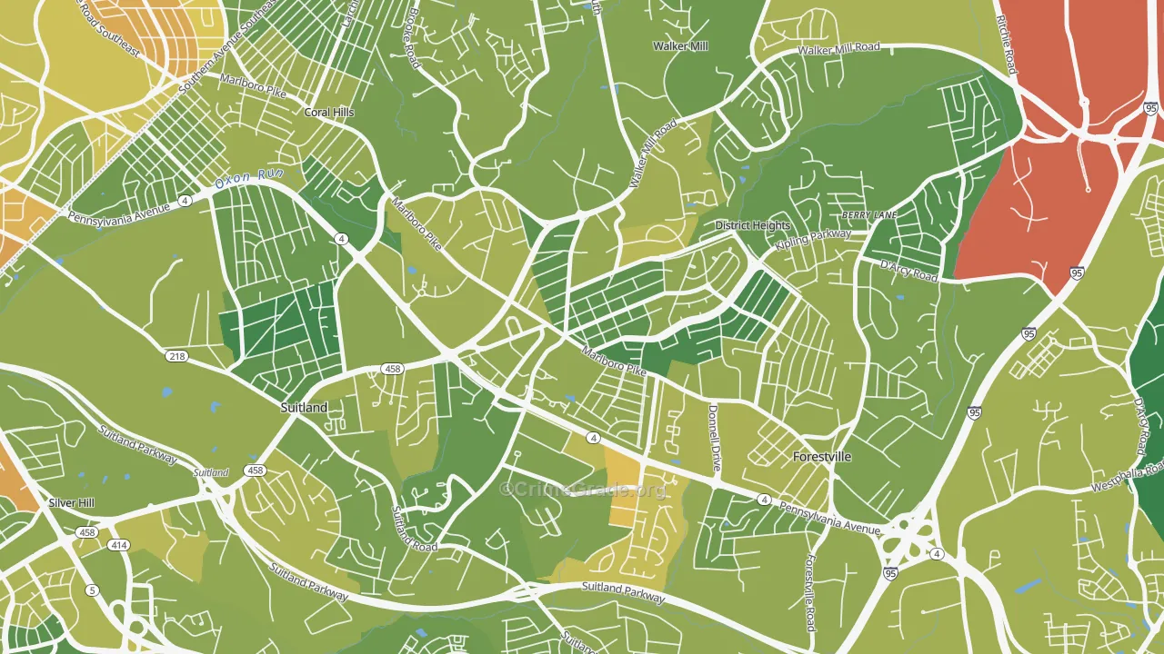 District Heights, MD Map of Drug-Related Crime Rates