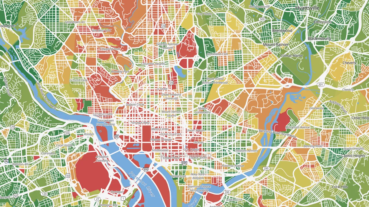 District of Columbia Map of Drug-Related Crime Rates