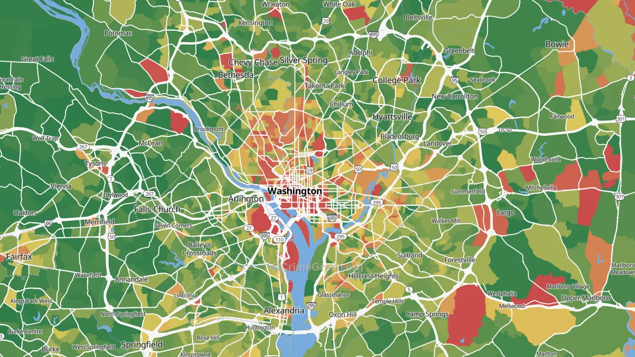 District of Columbia Map of Drug-Related Crime Rates