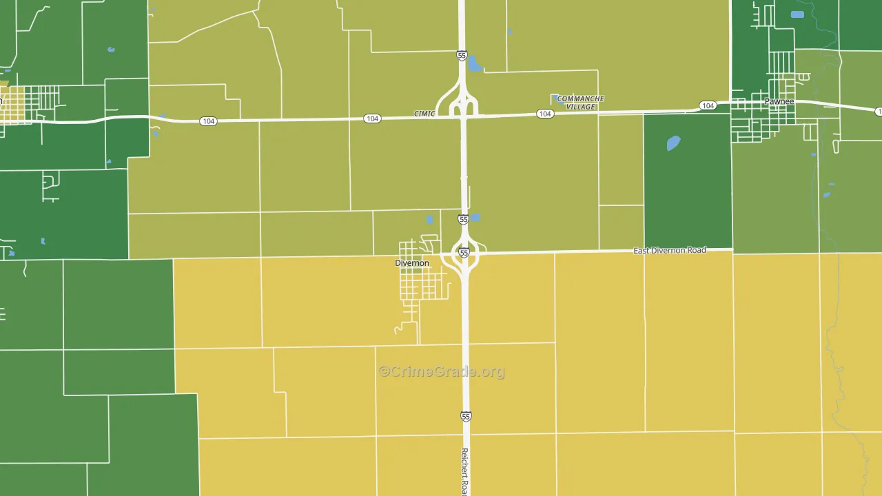 Divernon, IL Map of Drug-Related Crime Rates