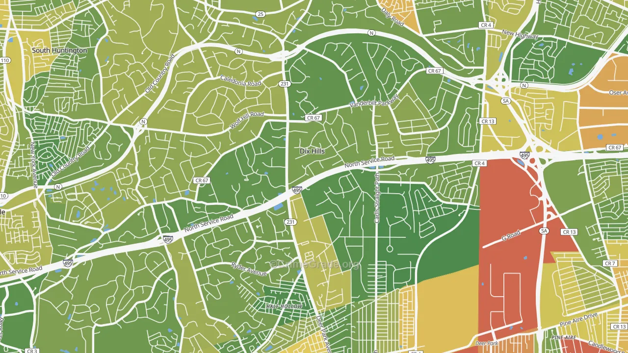 Dix Hills, NY Map of Drug-Related Crime Rates