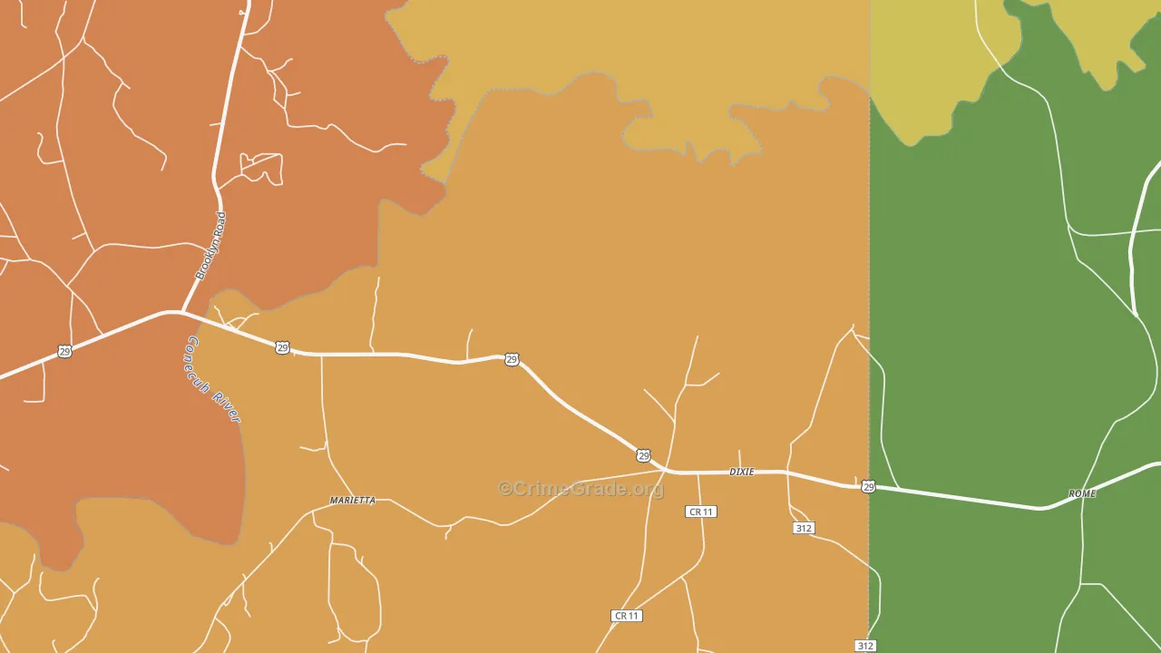 Dixie, AL Map of Drug-Related Crime Rates