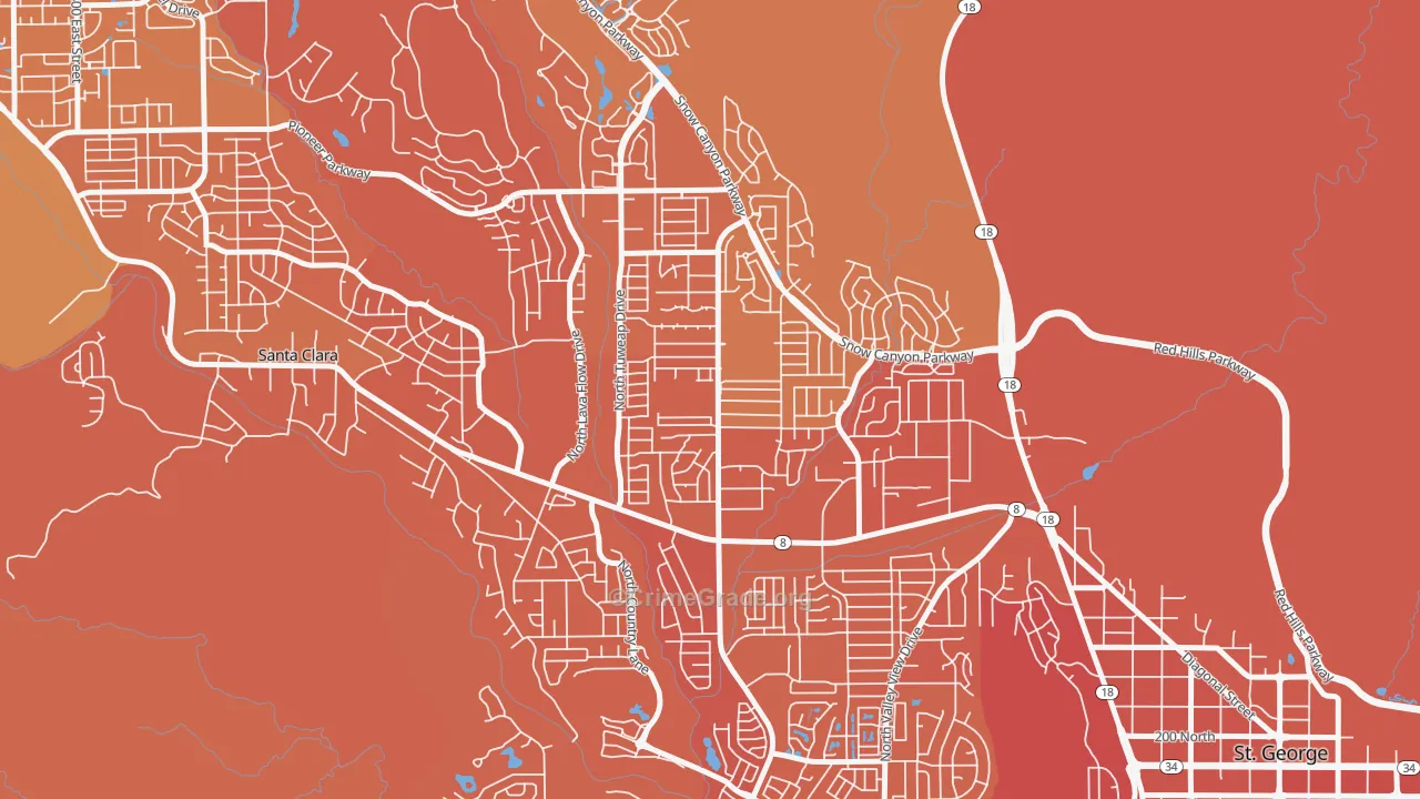 Dixie Downs, St. George, UT Map of Drug-Related Crime Rates