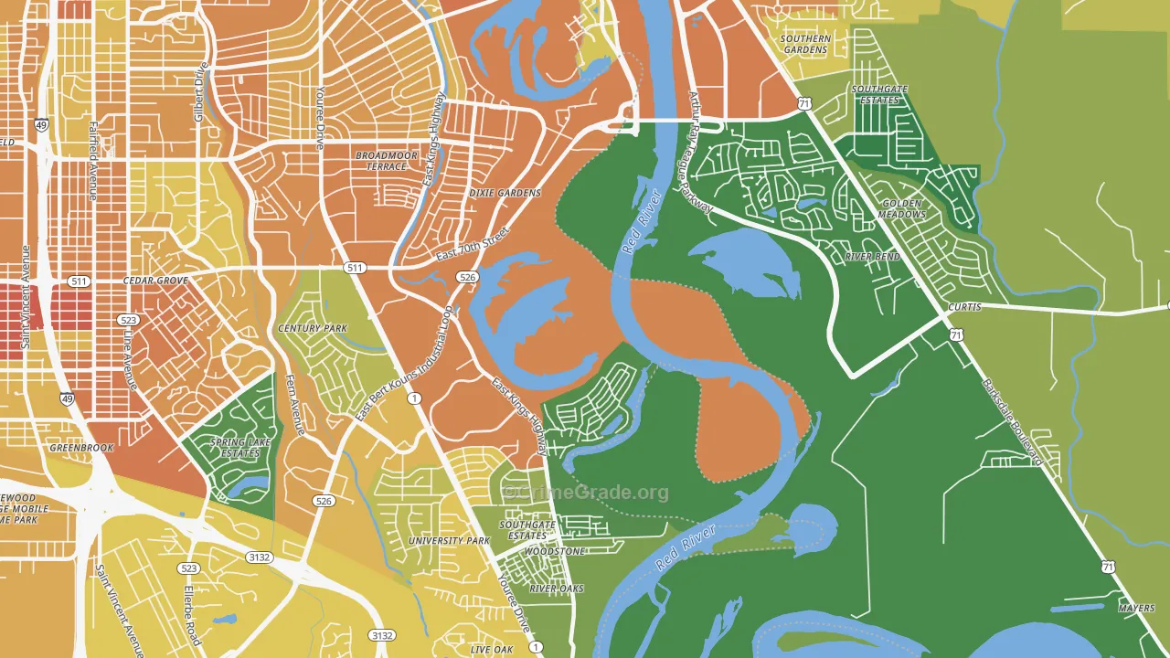 Dixie Gardens, LA Map of Drug-Related Crime Rates