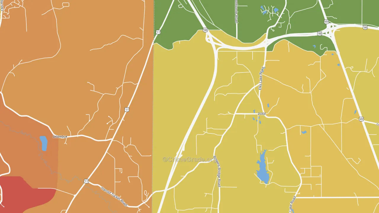 Dixie, MS Map of Drug-Related Crime Rates