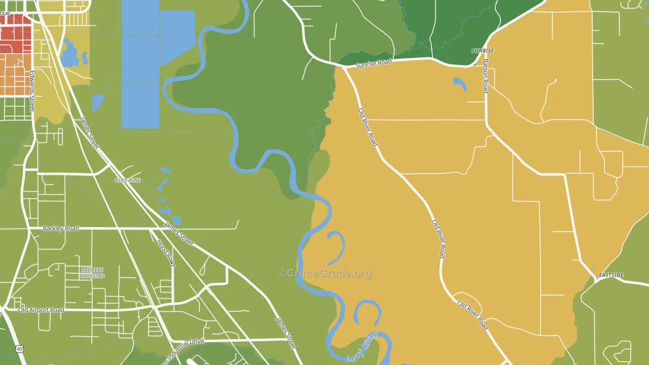 Dixie Pine, MS Map of Drug-Related Crime Rates