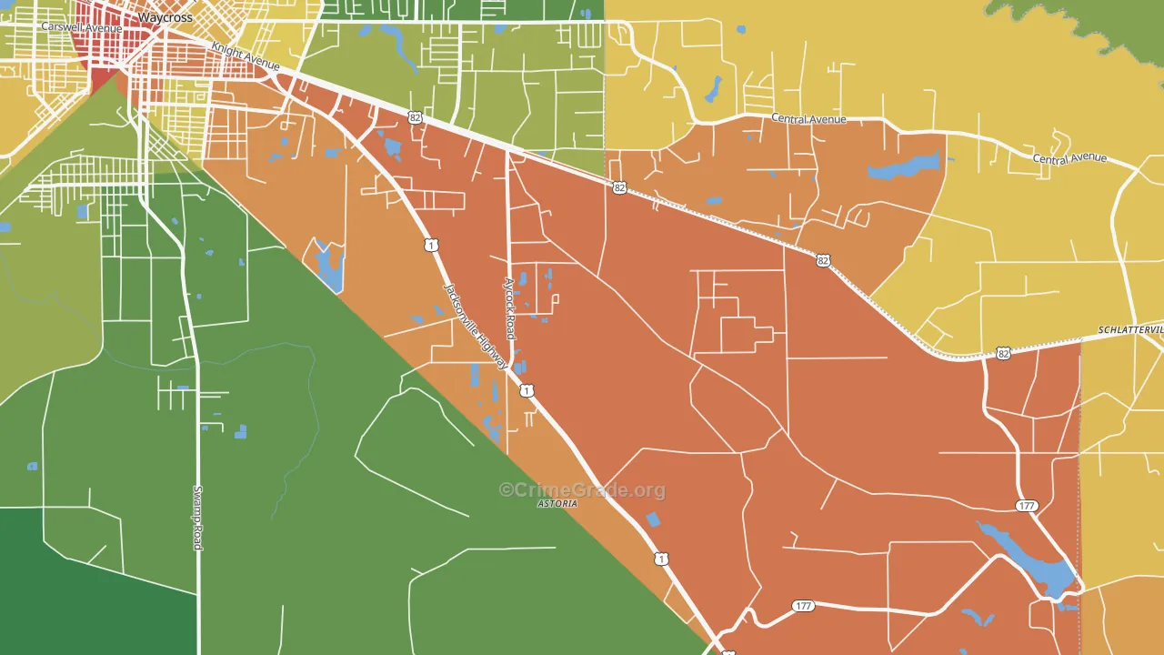 Dixie Union, GA Map of Drug-Related Crime Rates
