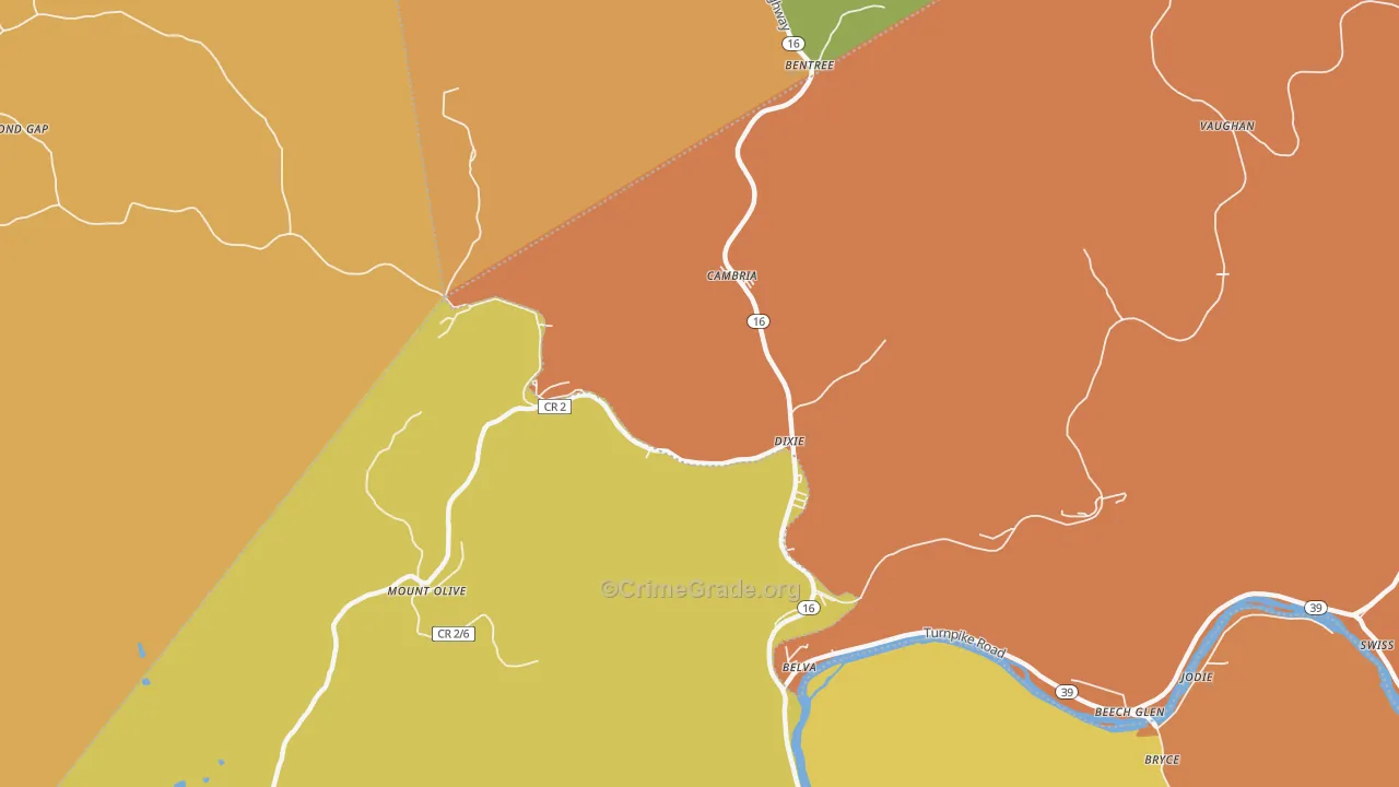 Dixie, WV Map of Drug-Related Crime Rates