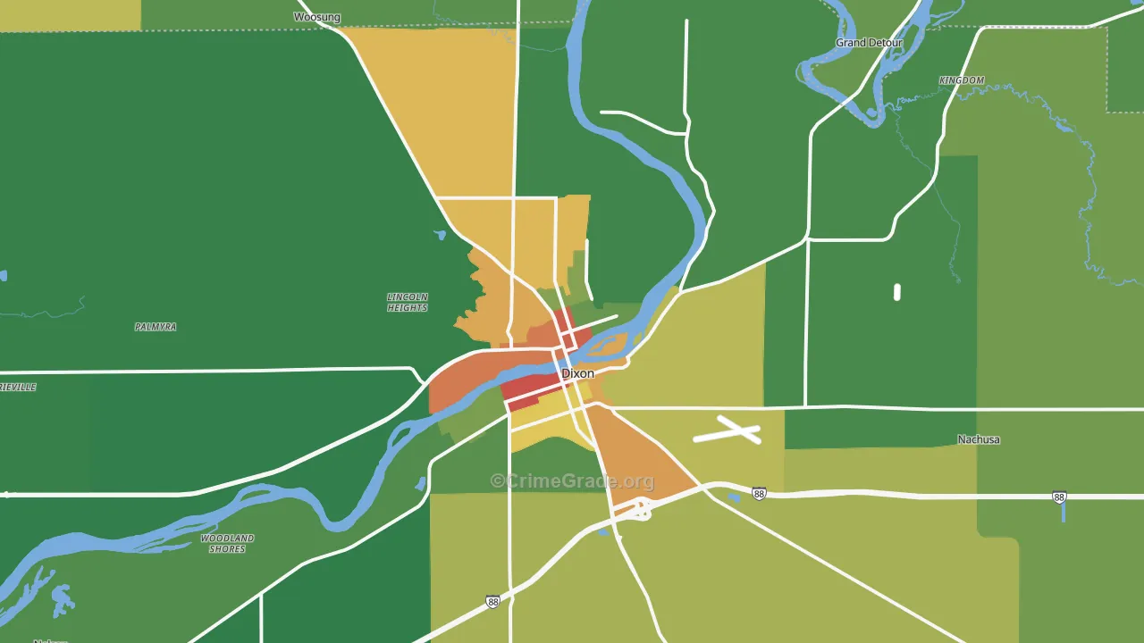 Dixon, IL Map of Drug-Related Crime Rates
