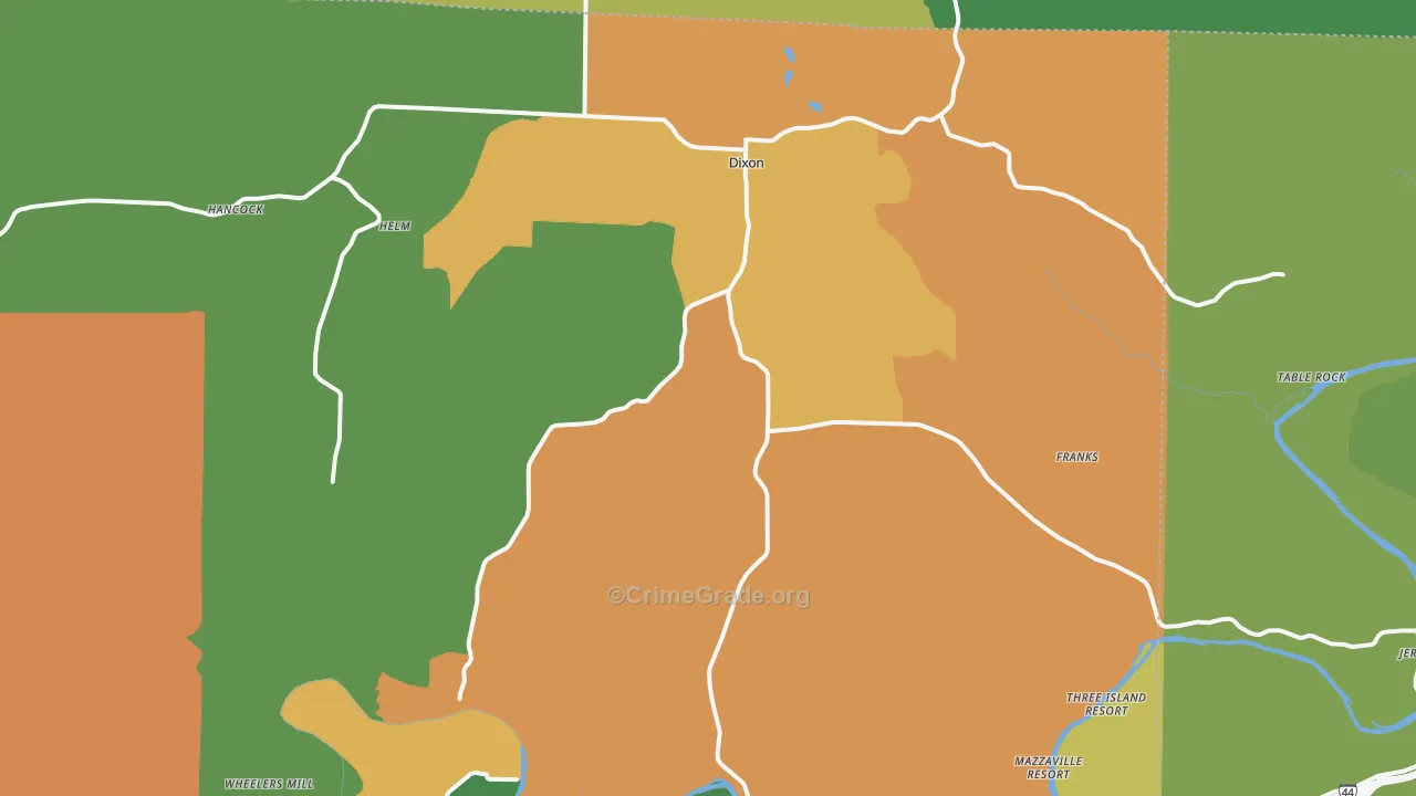 Dixon, MO Map of Drug-Related Crime Rates