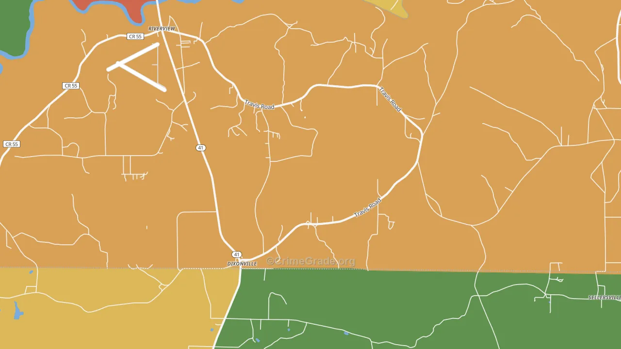 Dixonville, AL Map of Drug-Related Crime Rates
