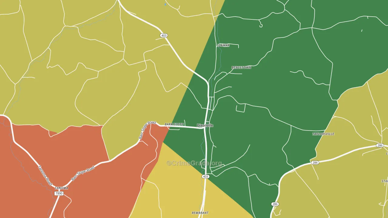 Dixonville, PA Map of Drug-Related Crime Rates