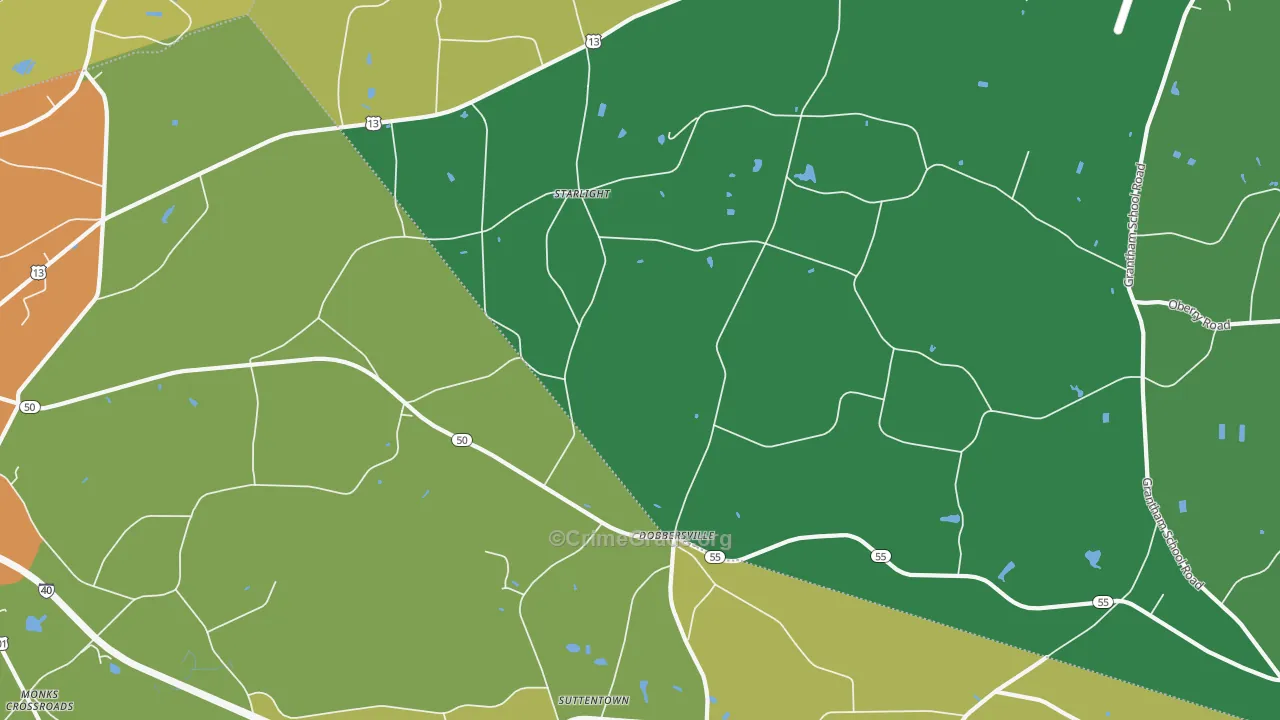 Dobbersville, NC Map of Drug-Related Crime Rates