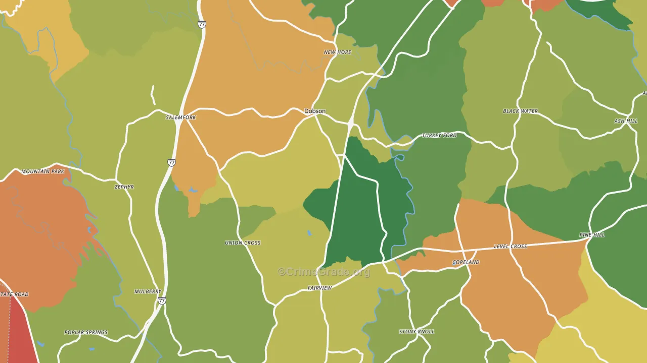 Dobson, NC Map of Drug-Related Crime Rates
