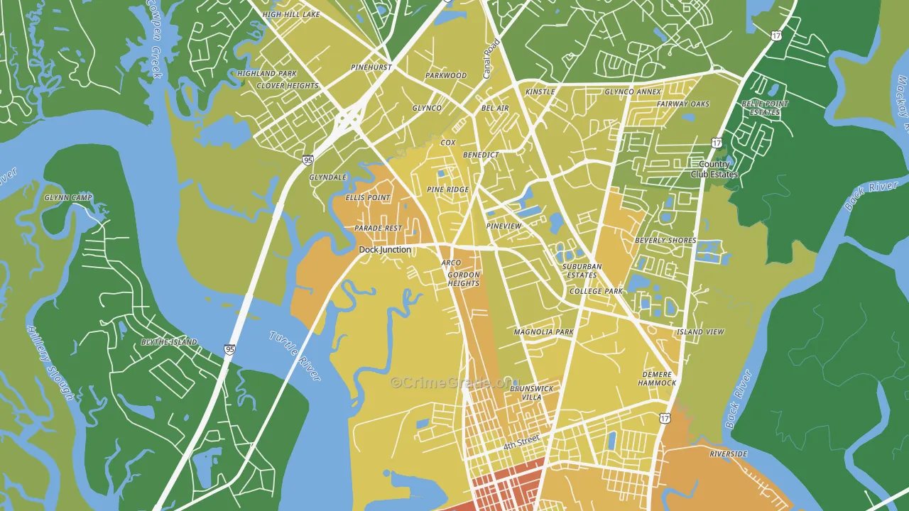 Dock Junction, GA Map of Drug-Related Crime Rates