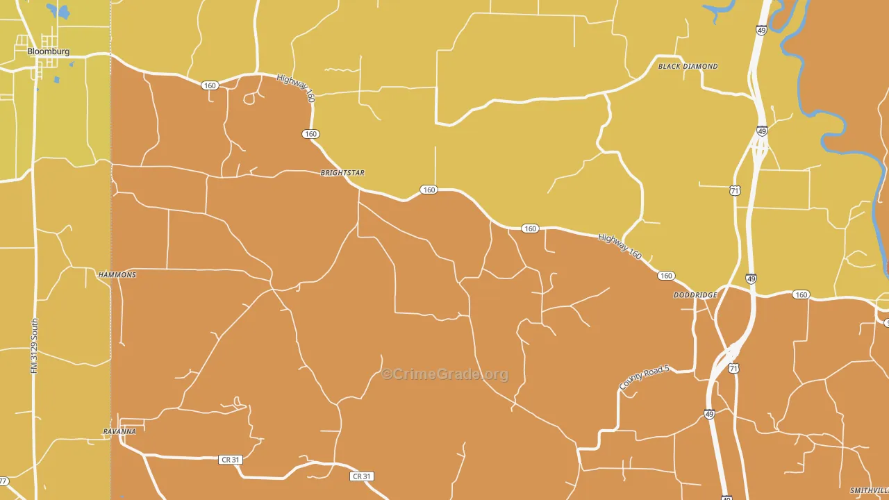 Doddridge, AR Map of Drug-Related Crime Rates