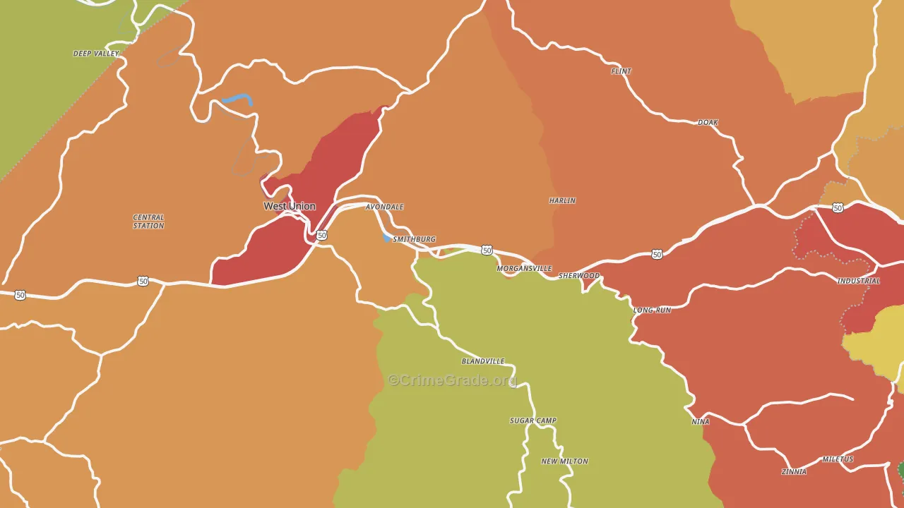 Doddridge County, WV Map of Drug-Related Crime Rates