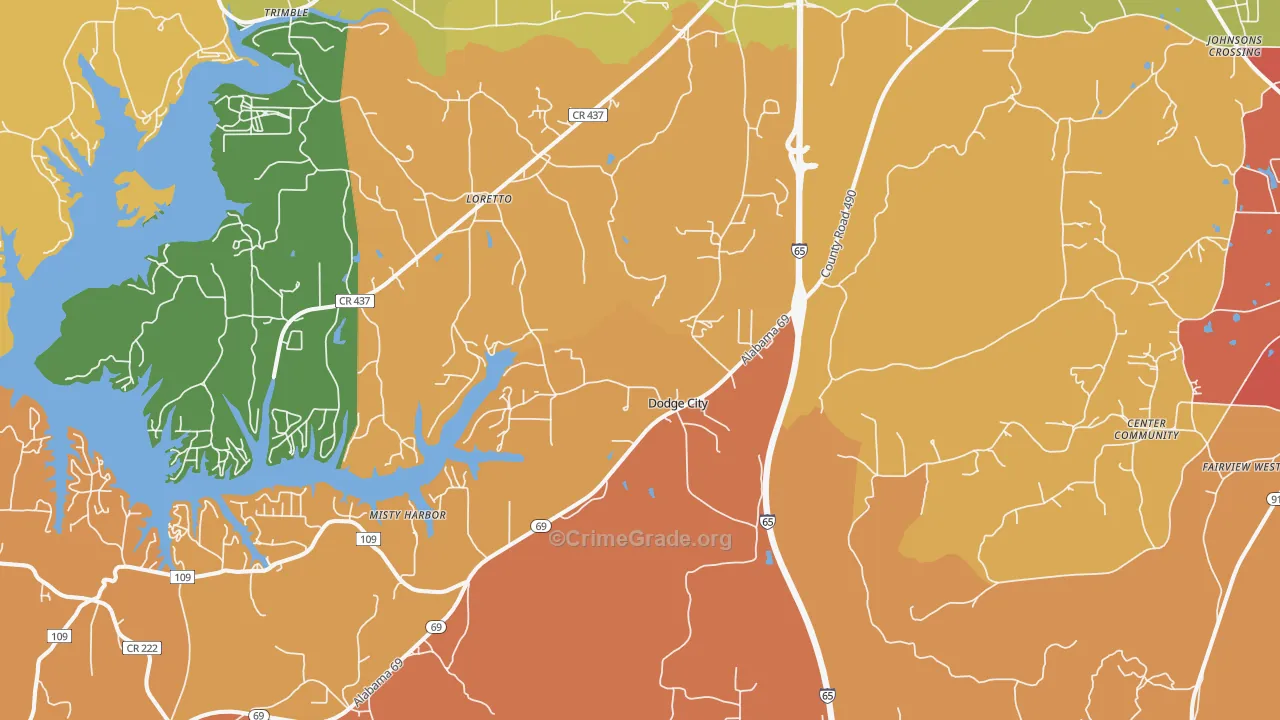 Dodge City, AL Map of Drug-Related Crime Rates