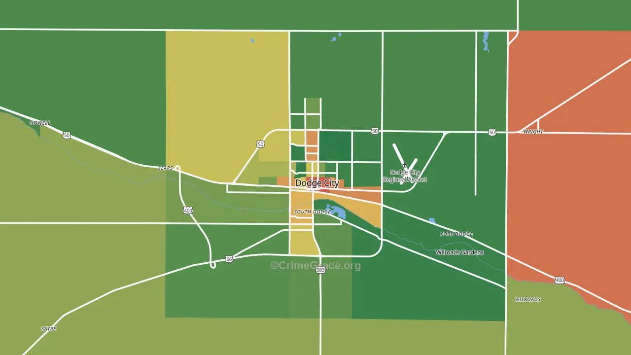 Dodge City, KS Map of Drug-Related Crime Rates