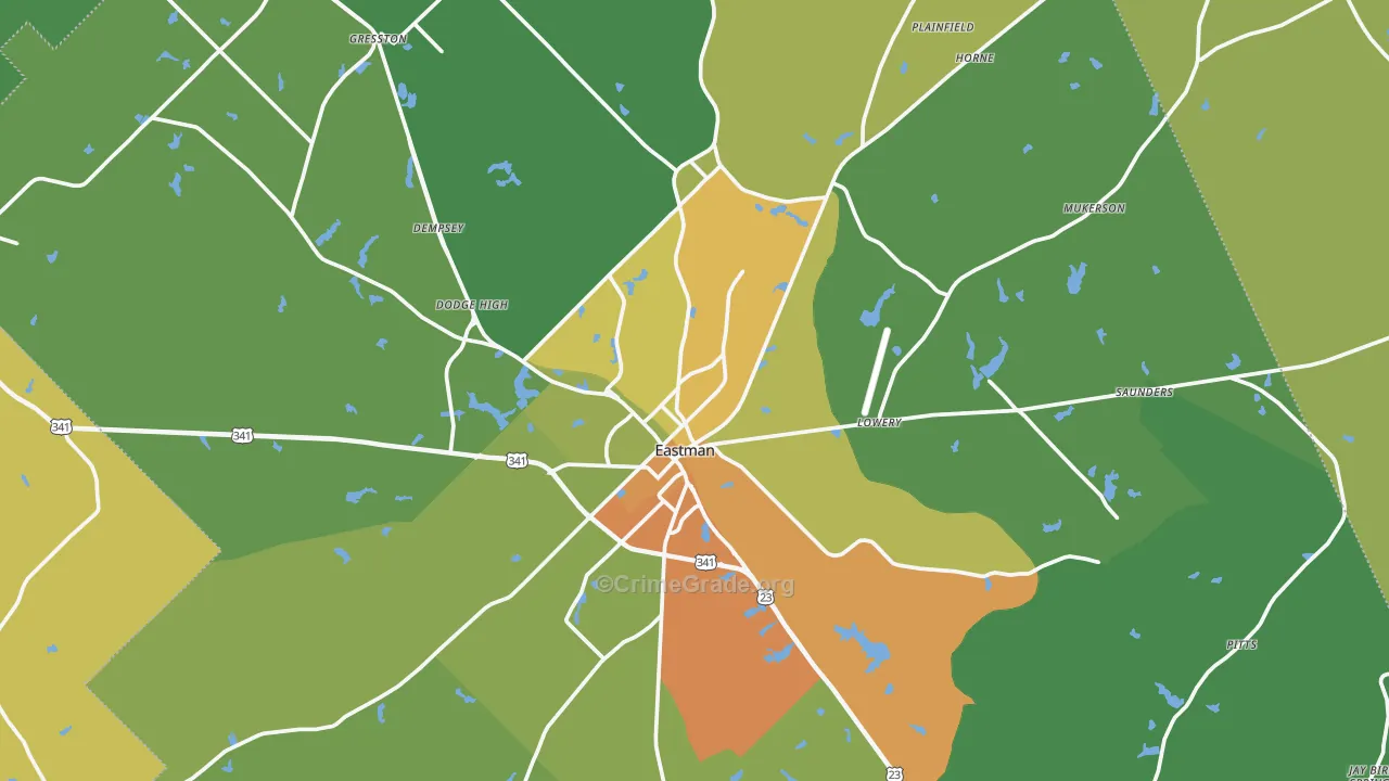 Dodge County, GA Map of Drug-Related Crime Rates